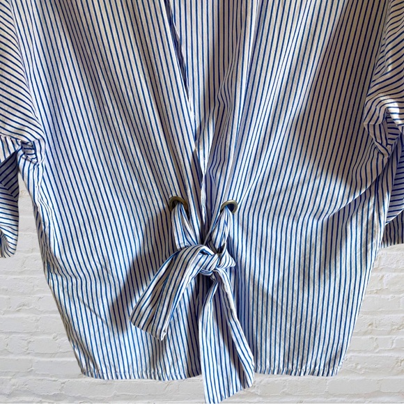 LIPSLIDE STRIPED OVERLAP BACK SASH TIE TOP - Picture 5 of 12
